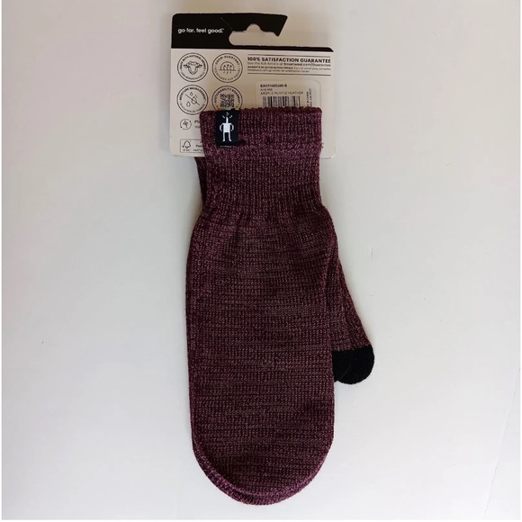 SmartWool Women's Merino Wool Knit Mittens Argyle Purple - Picture 3 of 5